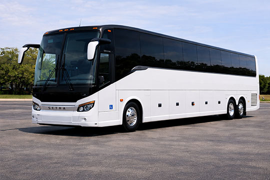 56-passenger charter bus rental Kalamazoo TX